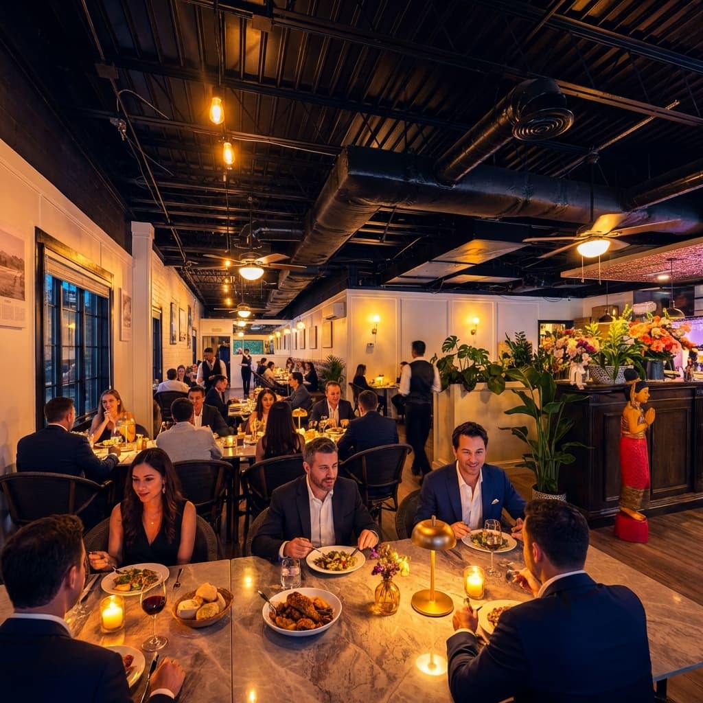 Inside Naga Bistro — warm, inviting dining room